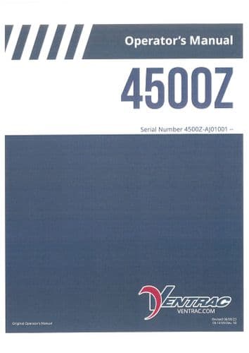 Ventrac Power Unit Tractor 4500Z SN - AJ01001 Operators Manual