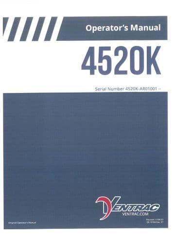Ventrac Power Unit Tractor 4520K SN - AR01001 Operators Manual