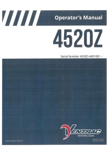 Ventrac Power Unit Tractor 4520Z SN - AR01001 Operators Manual