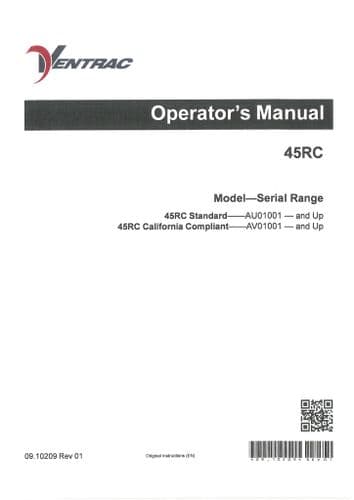 Ventrac Power Unit Tractor 45RC Operators Manual