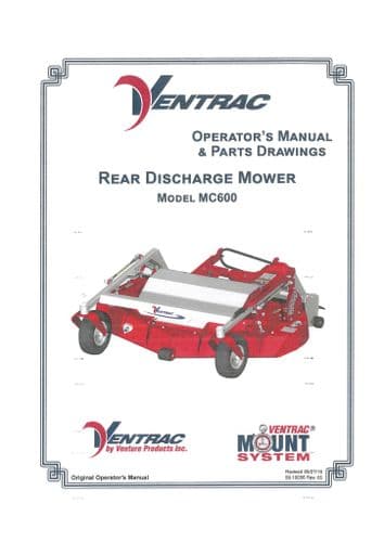 Ventrac Rear Dischage Mower MC600 Operators Manual and Parts List