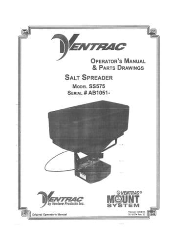 Ventrac Salt Spreader SS575 Operators Manual and Parts List
