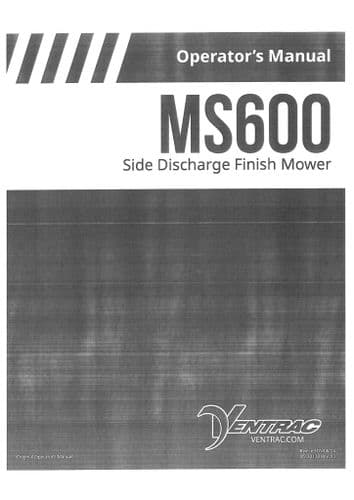 Ventrac Side Discharge Finish Mower MS600 Operators Manual