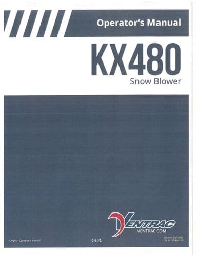 Ventrac Snow Blower KX480 Operators Manual