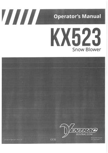 Ventrac Snow Blower KX523 Operators Manual