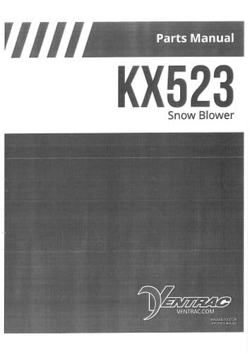 Ventrac Snow Blower KX523 Parts Manual