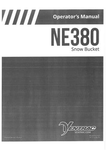 Ventrac Snow Bucket NE380 Operators Manual