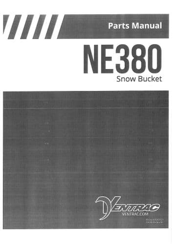 Ventrac Snow Bucket NE380 Parts Manual