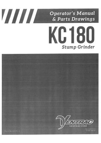 Ventrac Stump Grinder KC180 Operators Manual and Parts List