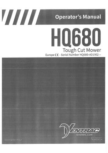 Ventrac Tough Cut Mower HQ680 Operators Manual