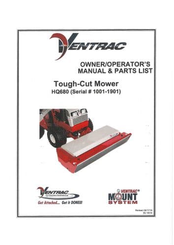 Ventrac Tough Cut Mower Operators Manual and Parts List