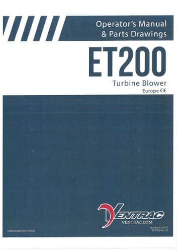 Ventrac Turbine Blower ET200 Operators Manual and Parts List