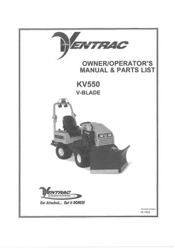 Ventrac V Blade KV550 Operators Manual and Parts List