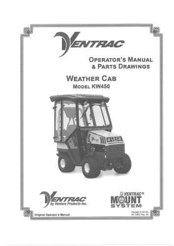Ventrac Weather Cab KW450 Operators Manual and Parts List