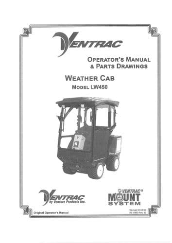 Ventrac Weather Cab LW450 Operators Manual and Parts List