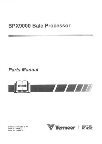 Vermeer Bale Processor BPX9000 Parts Manual