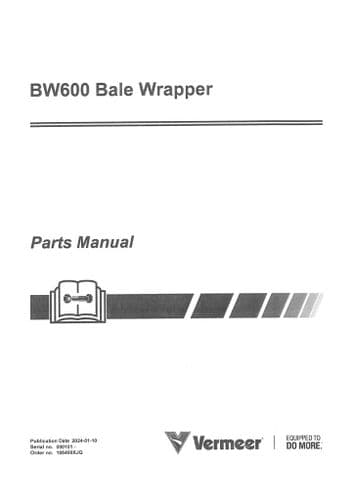 Vermeer Bale Wrapper BW600 Parts Manual