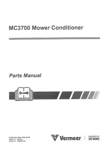 Vermeer Mower Conditioner MC3700 Parts Manual