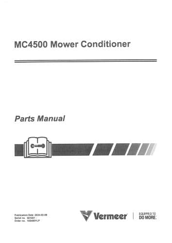 Vermeer Mower Conditioner MC4500 Parts Manual