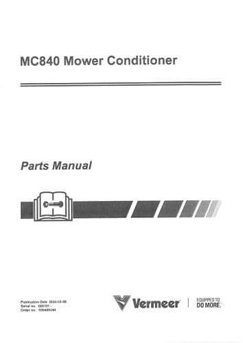 Vermeer Mower Conditioner MC840 Parts Manual