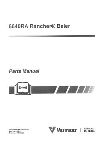 Vermeer Rancher Baler 6640RA Parts Manual