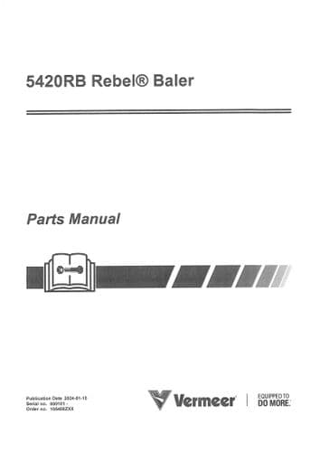 Vermeer Rebel Baler 5420RB Parts Manual