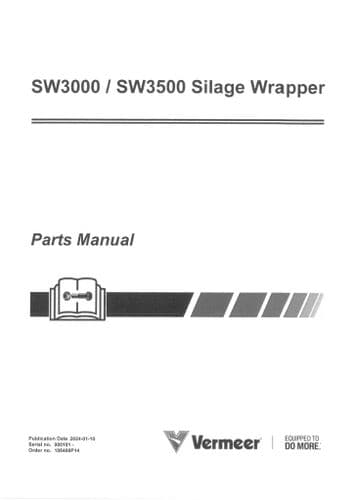 Vermeer Silage Wrapper SW3000 SW3500 Parts Manual