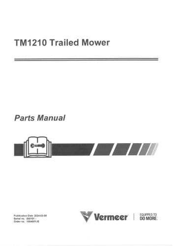 Vermeer Trailed Mower TM1210 Parts Manual