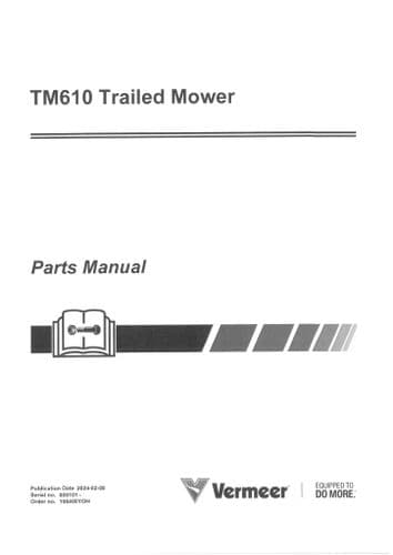 Vermeer Trailed Mower TM610 Parts Manual