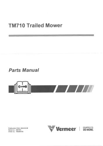 Vermeer Trailed Mower TM710 Parts Manual