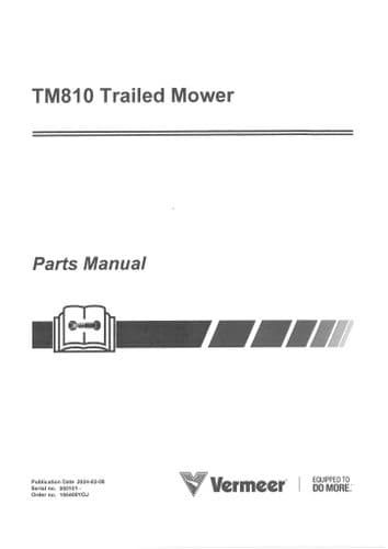 Vermeer Trailed Mower TM810 Parts Manual
