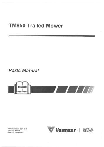 Vermeer Trailed Mower TM850 Parts Manual