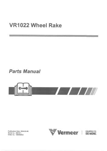 Vermeer Wheelrake VR1022 Parts Manual