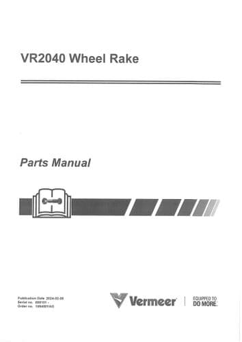 Vermeer Wheelrake VR2040 Parts Manual