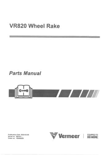 Vermeer Wheelrake VR820 Parts Manual