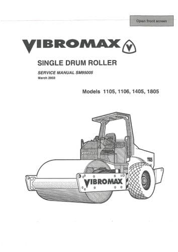 Vibromax Single Drum Roller 1105 1106 1405 1805 Workshop Manual