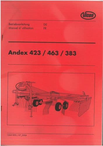 Vicon  Andex 434  463 383 Operators  Manual - FRENCH & GERMAN ONLY