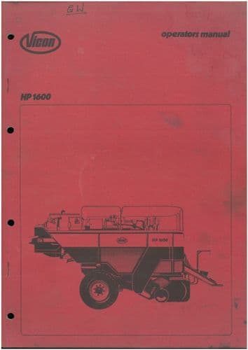 Vicon Baler HP1600 Operators Manual - HP 1600