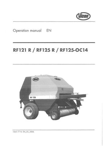 Vicon Baler RF121R RF125R RF125-OC14 Operators Manual - Opticut