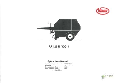 Vicon Baler RF125R OC14 Parts Manual