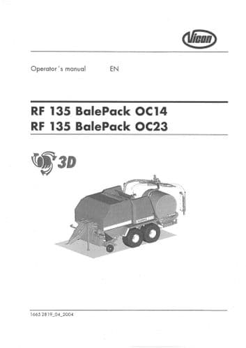 Vicon Baler RF135 OC14 OC23 Operators Manual - RF 135  OC 14 23 Opticut