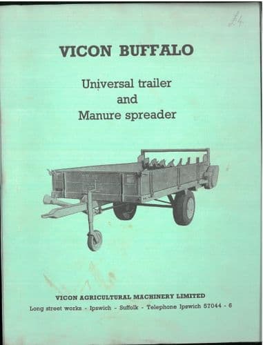 Vicon Buffalo Universal Trailer & Manure Spreader Operators & Parts Manual