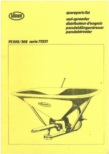 Vicon Fertiliser Spreader PS 202 & PS 302 Parts Manual - PS202 PS302