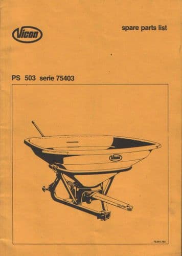 Vicon Fertiliser Spreader PS 503 Parts Manual