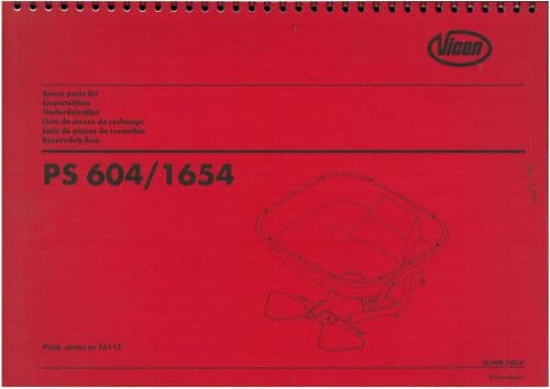 Vicon Fertiliser Spreader PS604 PS804 PS1004 PS754 PS954 PS1154 PS1354 PS1654 Parts Manual