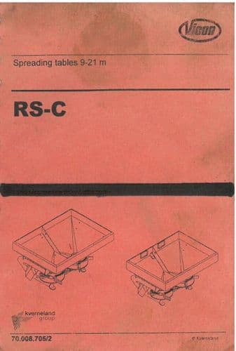 Vicon Fertiliser Spreader Rotaflow RS-C Spreading Charts