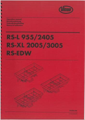 Vicon Fertiliser Spreader Rotaflow RS-EDW 1655 2005 1605W 205W 2605W 3005W Operators Manual