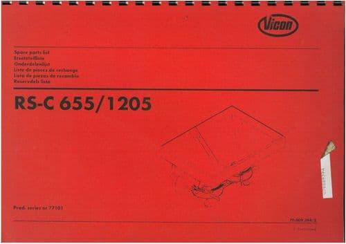 Vicon Fertiliser Spreader RSC655 - RSC1205 Parts Manual - RSC