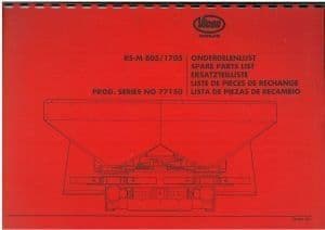 Vicon Fertiliser Spreader RSM 805 1105 1355 1405 1705 Parts Manual - RSM805 RSM1105 RSM1355 RSM1405