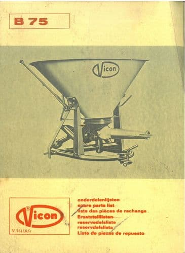 Vicon Fertiliser Vari-Spreader B75 Parts Manual B 75